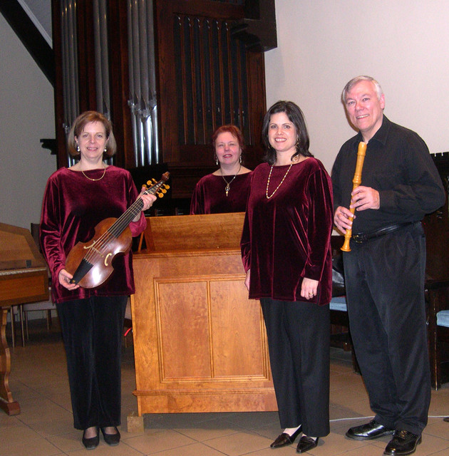 February 2007: Holly with treble viol, Karen at the chamber organ, Rebecca and Eddie with recorder