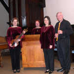 February 2007: Holly with treble viol, Karen at the chamber organ, Rebecca and Eddie with recorder