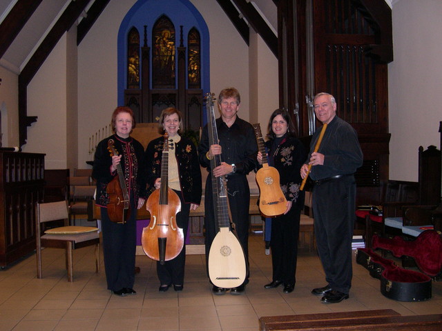 CPM & William Feasley, theorbo and baroque guitar (held by Rebecca). Feb 2008. Arts & Science Council Grassroots Grant concert