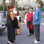 Period greeters in the parking lot, April concert at St. Martin's