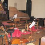 Instruments await the musicians before Christmas at St. Mary's 2009