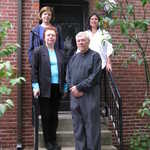 On the steps to the carriage house, St. Margaret's, Roxbury