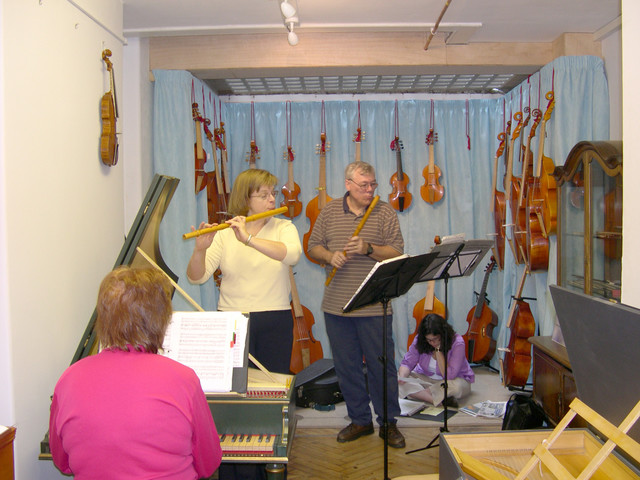 Rehearsing at London Harpsichord Center basement.. where else do you find a harpsichord?