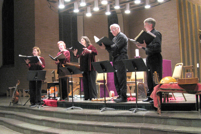 singing a madrigal at Belmont Abbey