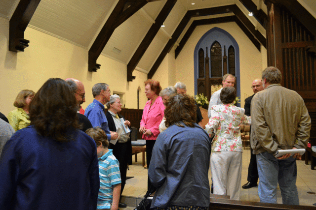 After concert audience joins in